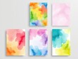 © Phennapha - Abstract set of vibrant watercolor backgrounds perfect for business cards or flyers, flyer, design