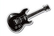 © Infinity Lens - Flat cutout vector sticker of vintage guitar with classic design, isolated on white background.