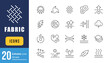 © Iconsbuff - Set of Fabric Feature Related Vector Line Icons. Contains such Icons as Waterproof, Layered Structure, Breathable fiber, Ultraviolet Protection and more. Editable Stroke.