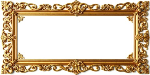 Wall Mural - Gold vintage scroll frames with intricate designs and elegant details, royal, retro