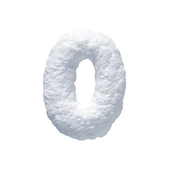 Poster - Number 0 made of snow realistic 3d design isolated on background. Zero sign made from snowy white texture. Vector illustration