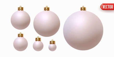 Wall Mural - set of christmas decorations in form of balls with sparkles realistic 3d design. xmas ornaments ball