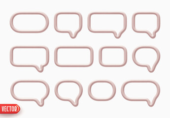 Aufkleber - Speech bubbles. Minimal set of chat dialog bubble line Icons. Realistic 3d design isolated on white background. Vector illustration