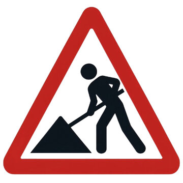 Sign of construction or work area on a transparent background