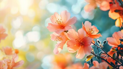 Wall Mural - spring blossoms with sunlight and bokeh