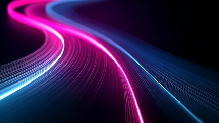 Fototapete - Neon lights lines against a dark background. Abstract wallpaper