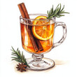 © Heather - a watercolor and pencil drawing of a hot toddy cocktail
