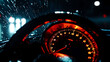© creative - Car Speedometer at Night in the Rain.