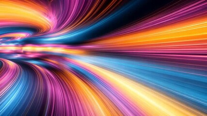 Fototapete - Neon lights lines against a dark background. Abstract wallpaper