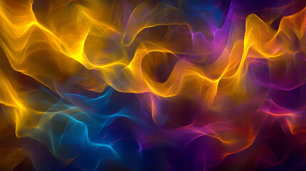 Wall Mural - abstract cosmic nebula wave clouds background landscape wallpaper design, blue, yellow, purple, red 