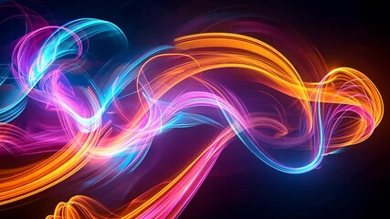 Fototapete - Neon lights lines against a dark background. Abstract wallpaper