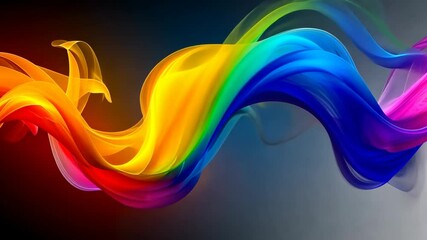Fototapete - Neon Smoke lines against a dark background. Abstract wallpaper