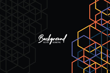 Aufkleber - Hexagons abstract background with geometric shapes Vector Template. Black color background