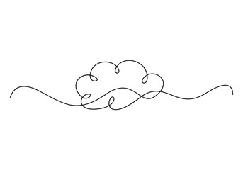 Poster - continuous one line drawing of a cloud isolated on a simple background vector illustration