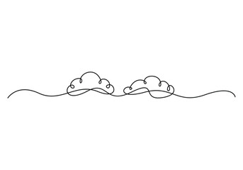 Poster - Continuous one line drawing of a cloud isolated on a simple background vector illustration