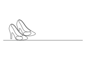 Poster - continuous one line drawing of high heels. woman fashion shoes in simple linear style. vector illust