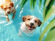 © LifeMedia - Two dogs are seen having a joyful swim in a pool, enjoying themselves amidst the sparkling water, showcasing a playful and carefree summer scene.