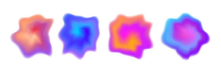 Poster - Bright colorful gradient blob collection. Liquid blur gradation background set. Iridescent blurry shape pack for poster, banner, leaflet, brochure. Vector neon watercolor paint fluid bundle