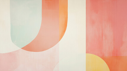 Aufkleber - Abstract Geometric Background Featuring Soft Pastel Colors and Curved Shapes with a Modern Artistic Composition Ideal for Various Creative Projects