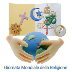 Wall Mural - Outstanding 3D renders of World Religion Day Written in Vatican City Languages