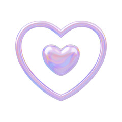 Wall Mural - 3d holographic heart with frame around. galaxy love element, y2k romantic futuristic shape for valen