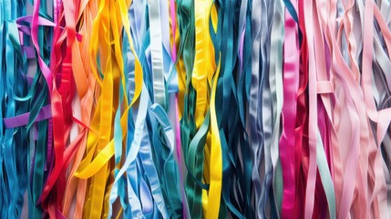 Poster - A conceptual image of diverse ribbons weaving into a unified tapestry against a gradient backdrop, Signifying unity in diversity, photography style