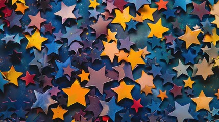 Poster - A constellation of stars in various shades, symbolizing the brilliance and uniqueness of individual contributions within a diverse community, photography style