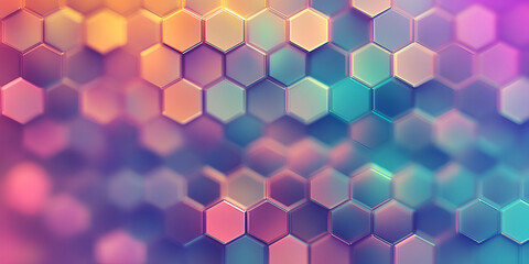Poster - Hexagon Symphony: Abstract background of vibrant, multicolored hexagons, creating a mesmerizing and visually captivating pattern. Perfect for technology, design, or modern presentations. 