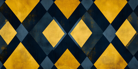 Poster - abstract geometric pattern - yellow and blue