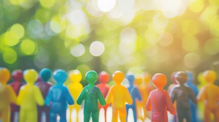 Poster - A diverse group of 3D figures symbolizing unity against a softly blurred university campus backdrop, Reflecting inclusivity in academic environments, photography style