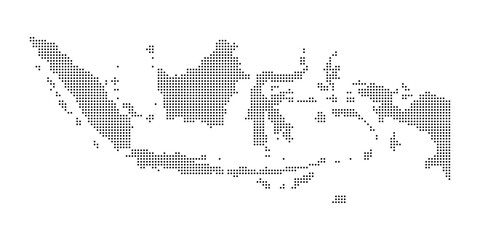 a minimalist of indonesia dotted map illustration.a map of indonesia dots black halftone geometric symbol.on white background