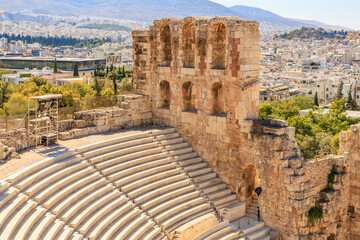 Wall Mural - A stone building with a large stone archway and a stone balcony, the Acropolis of Athens