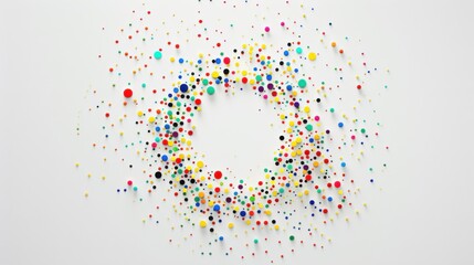 Aufkleber - A minimalist composition of colorful dots arranged in a circular pattern on a plain background, Signifying inclusivity and diversity, photography style