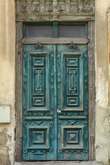 Wall Mural - Vintage green wooden door of old building