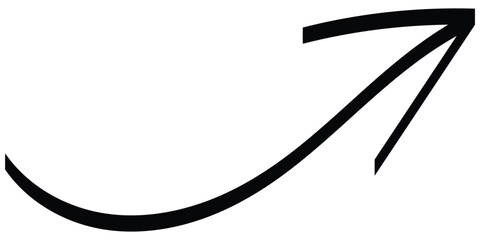 Poster - Hand drawn brush arrow vector. Black drawn curve arrow isolated. Curved arrow sign.