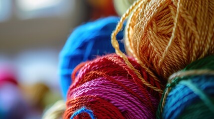 Poster - A network of interconnected threads in different colors forming a strong fabric, Metaphorizing the interwoven strengths of diverse perspectives, photography style