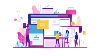 Poster - Website designer Creative planning application development draft sketch drawing template layout framework design studio . User experience design https www. Web page design concept