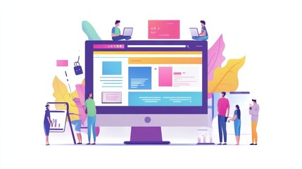 Fototapete - Website designer Creative planning application development draft sketch drawing template layout framework design studio . User experience design https www. Web page design concept