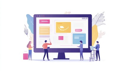 Fototapete - Website designer Creative planning application development draft sketch drawing template layout framework design studio . User experience design https www. Web page design concept