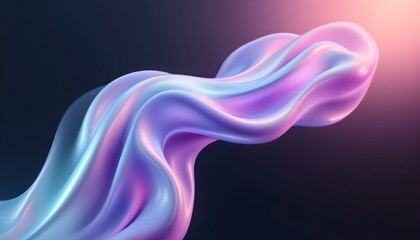 Poster - Abstract 3D background bright glass colorful gradient fluid wave render texture. Liquid blue-orange gradient glass on a dark background. Holographic colors. Abstract wavy 3d background