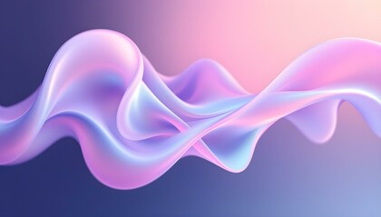 Poster - Abstract 3D background bright glass colorful gradient fluid wave render texture. Liquid blue-orange gradient glass on a dark background. Holographic colors. Abstract wavy 3d background