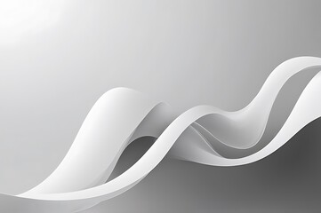 Poster - Abstract Digital Artwork with Flowing Curves and Waves in Gray and White, Minimalist and Modern Design