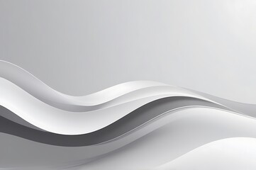 Poster - Abstract Digital Artwork with Flowing Curves and Waves in Gray and White, Minimalist and Modern Design