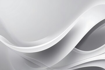 Poster - Abstract Digital Artwork with Flowing Curves and Waves in Gray and White, Minimalist and Modern Design