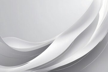 Poster - Abstract Digital Artwork with Flowing Curves and Waves in Gray and White, Minimalist and Modern Design
