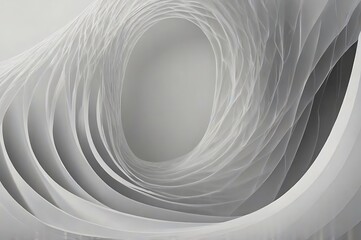 Poster - Abstract Digital Artwork with Flowing Curves and Waves in Gray and White, Minimalist and Modern Design