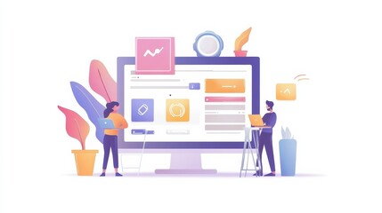 Fototapete - Website designer Creative planning application development draft sketch drawing template layout framework design studio . User experience design https www. Web page design concept
