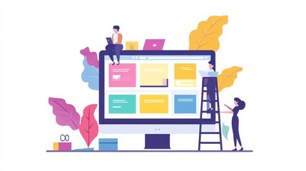 Fototapete - Website designer Creative planning application development draft sketch drawing template layout framework design studio . User experience design https www. Web page design concept
