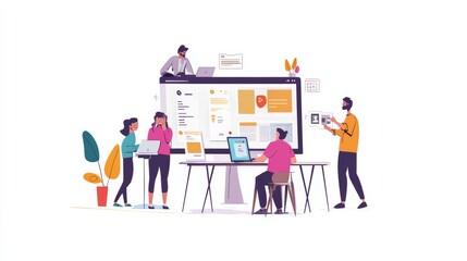 Fototapete - Website designer Creative planning application development draft sketch drawing template layout framework design studio . User experience design https www. Web page design concept