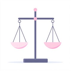 2408_017.A simple vector icon illustration depicting of metal balance scale forming  seesaw, representing  risk vs reward, at center for a website isolated white background